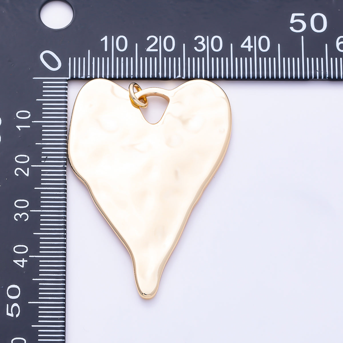 16K Gold Filled 49mm Large Hammered Organic Heart Statement Pendant in Gold & Silver | Charms-01950 - Charms-01951