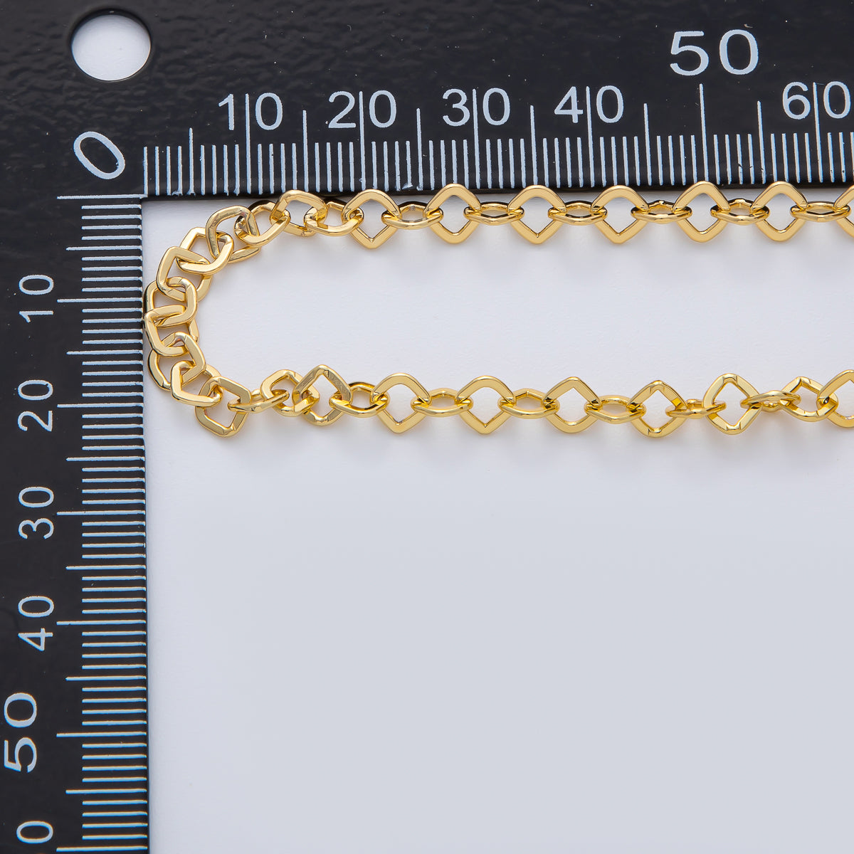 16K Gold Filled 5mm x 5mm Rhombus Cable Unfinished Chain by Yard | Roll-1764