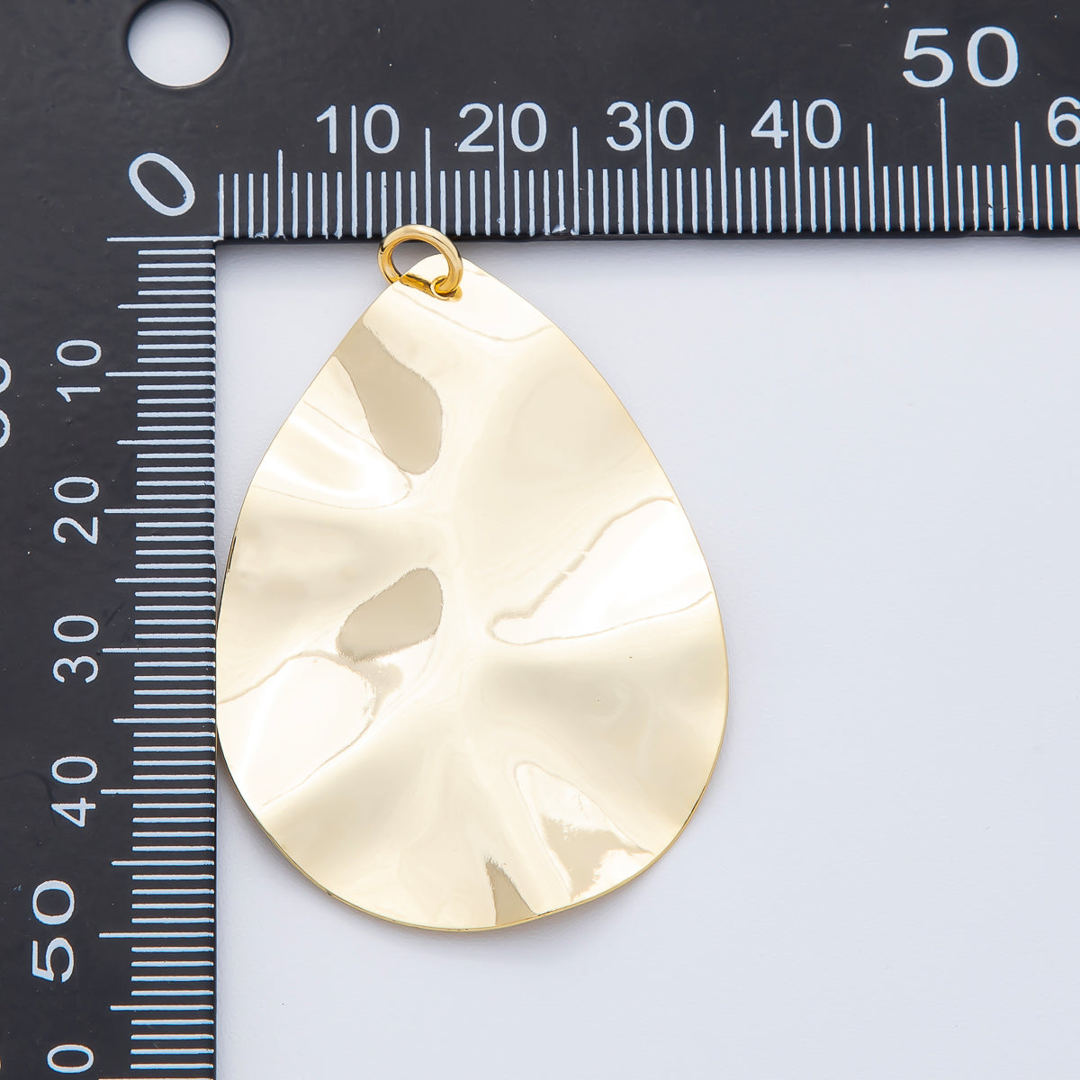 18K Gold Filled 51mm Hammered Teardrop Freeform Shape Charm | N-A1791