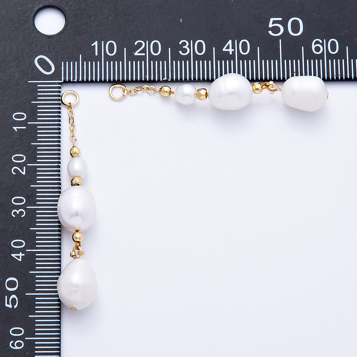 16K Gold Filled 50mm Triple White Ringed Shell Pearl Drop Charm | Charms-00250