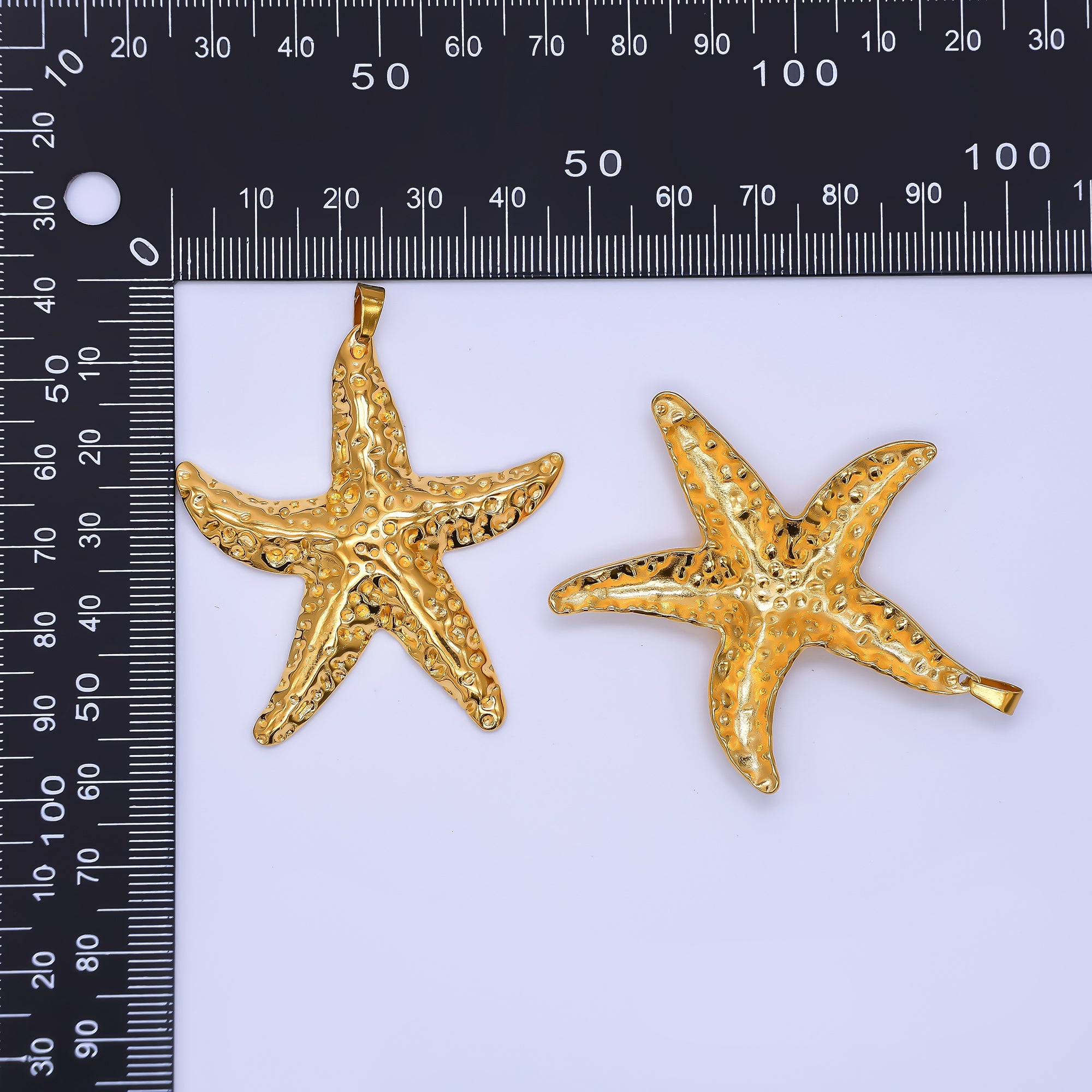 Gold Stainless Steel 51mm Under the Sea Starfish Beach Pendant | J153