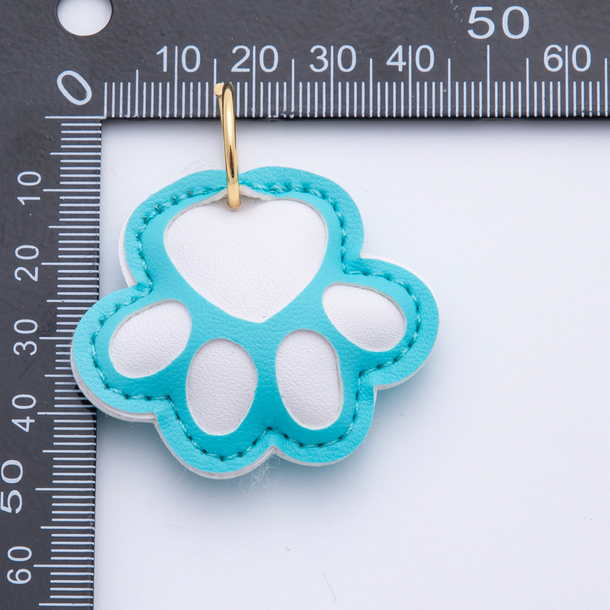 Leather Dog Paw Print Keyring Purse Bag Backpack Charm Dog Collar Accessory WB-00017