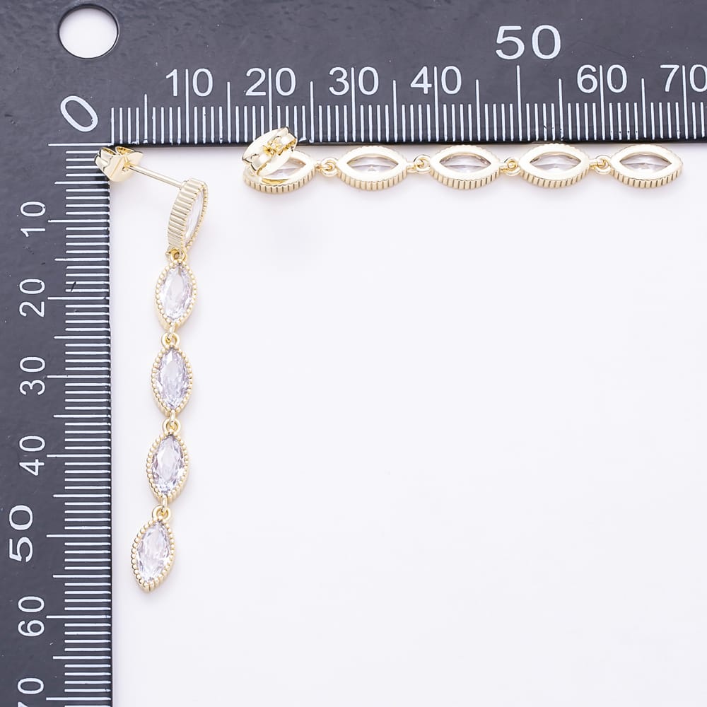 16K Gold Filled 53mm Marquise CZ Statement Dangle Drop Earrings| Earrings-00938