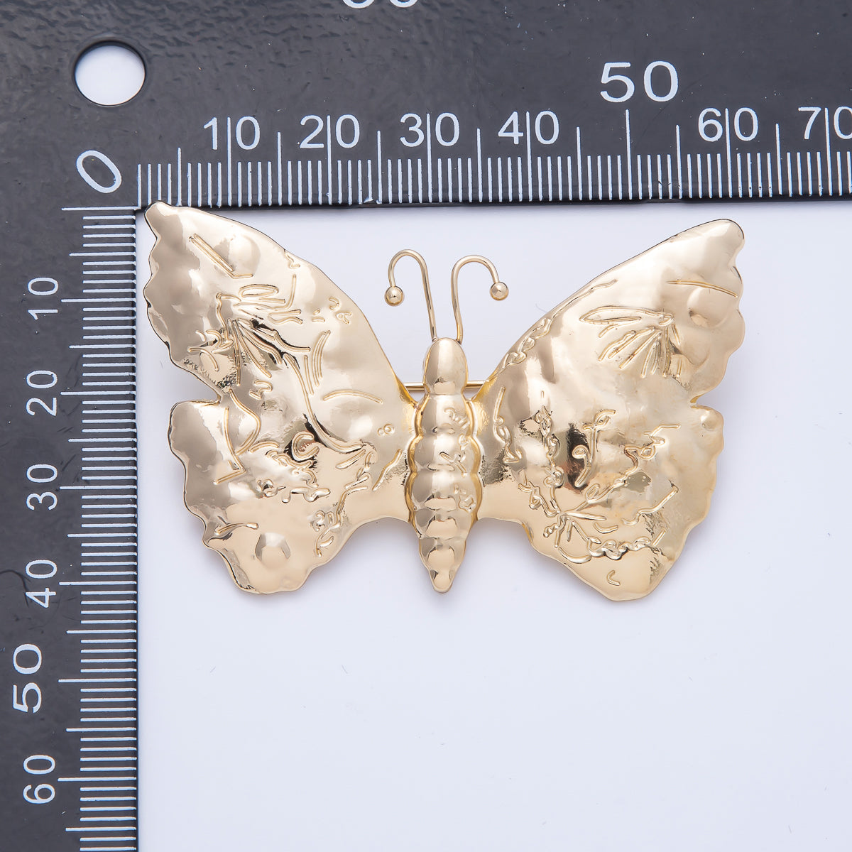 Gold Engraved Butterfly Insect Animal Pin Brooch | BH-039