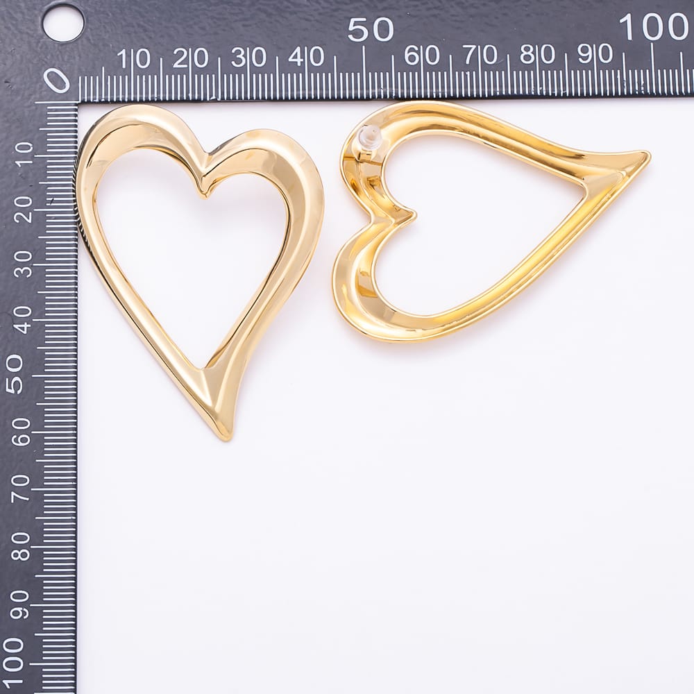 Stainless Steel PVD 60mm Minimalist Large Open Heart Stud Earrings | Earrings-01163