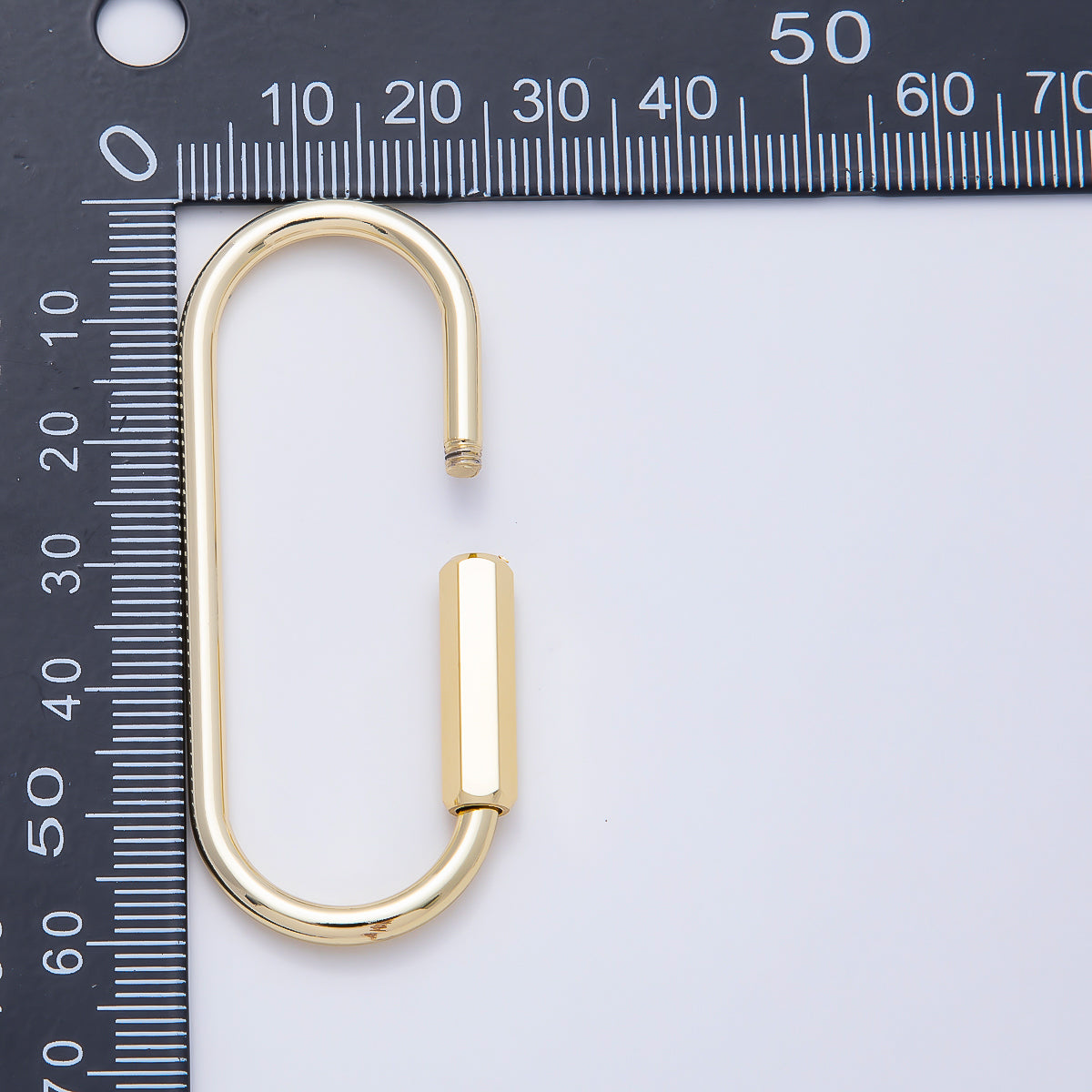 16K Gold Filled 60mm Minimalist Oblong Carabiner Enhancer Bag Charm Keychain Findings | Findings-00482