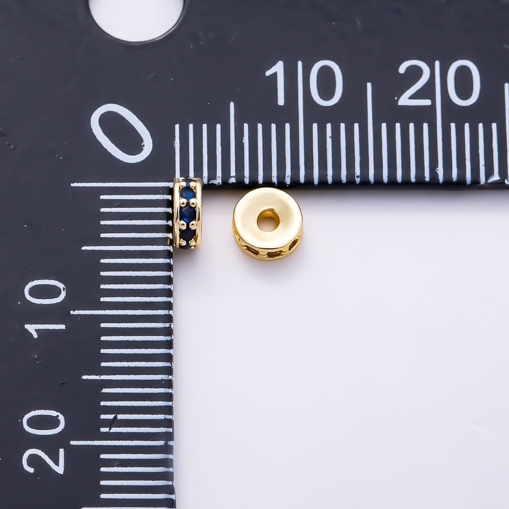 16K Gold Filled 5mm Colorful CZ Rondelle Wheel Spacer Bead | Beads-00603 -Beads-00606
