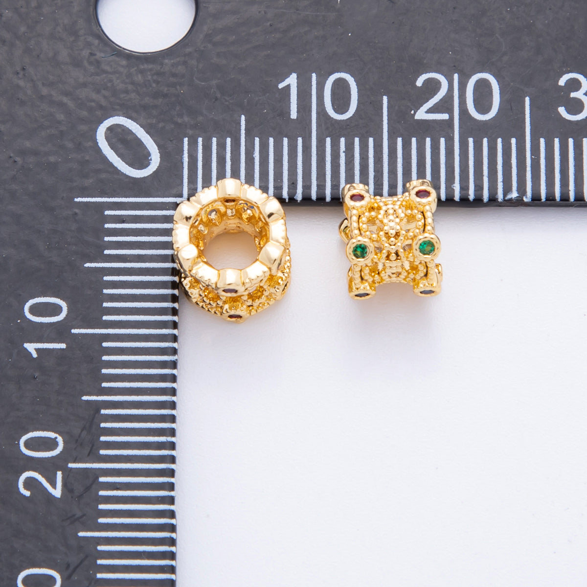 18K Gold Filled 6mm Multicolor CZ Barrel Tube Bead Spacer | AF-A1068
