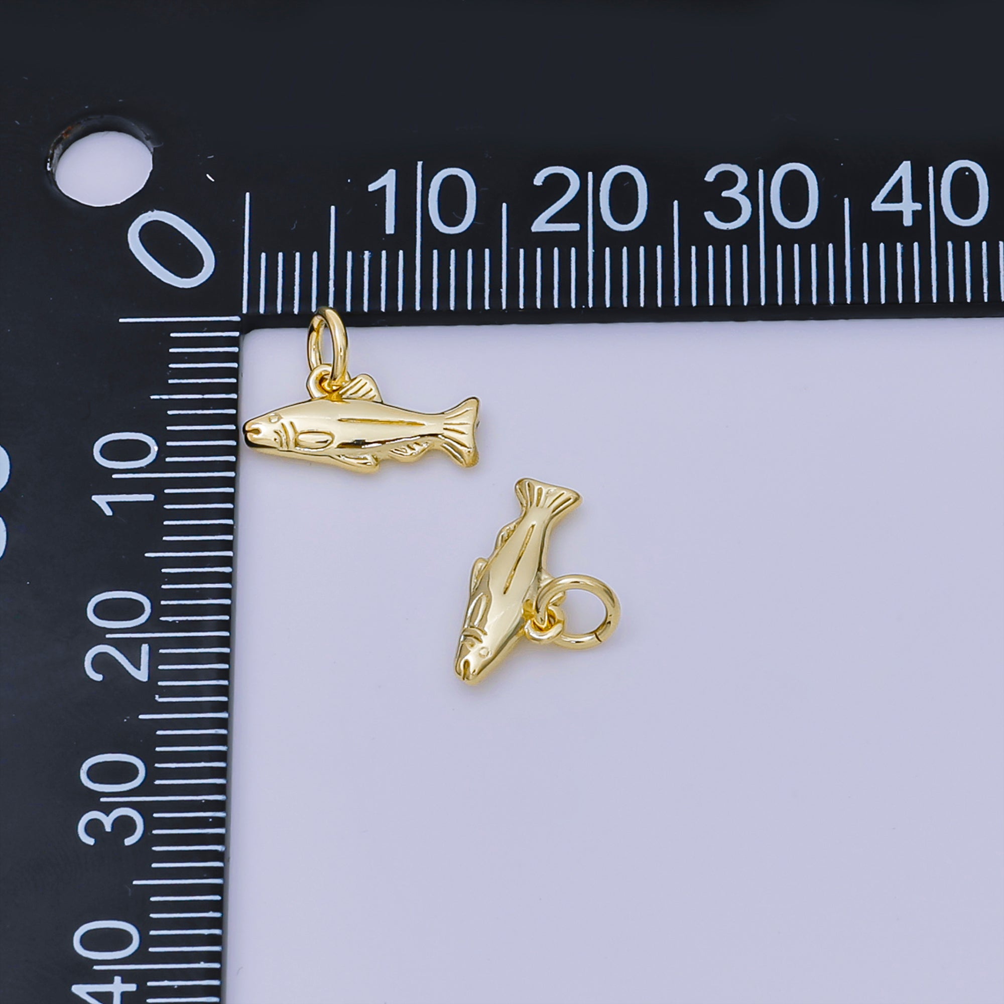 24K Gold Filled 6.5mm Pisces Sea Fish Animal Charm | AJ-382