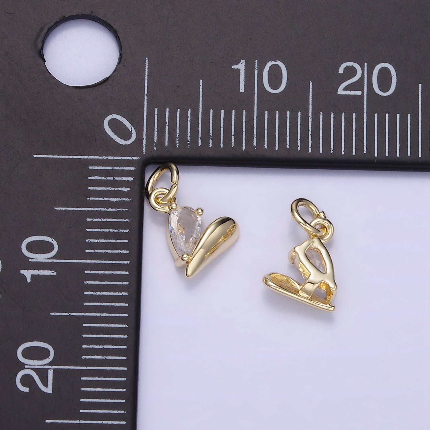 14K Gold Filled Mini Half CZ Heart Add-On Charm | W586
