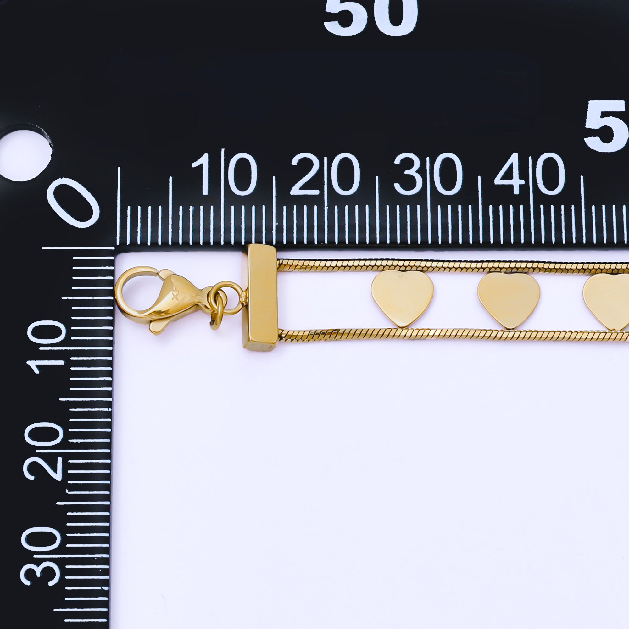 Gold Stainless Steel 8.1mm Heartbeat Double Strand 6 Inch Bracelet | WA-1432