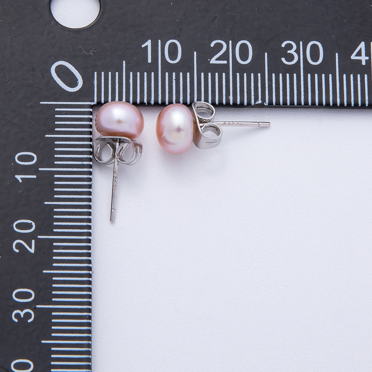 Silver 6mm White, Pink, Off-White Shell Pearl Round Stud Earrings | AD1676 - AD1678