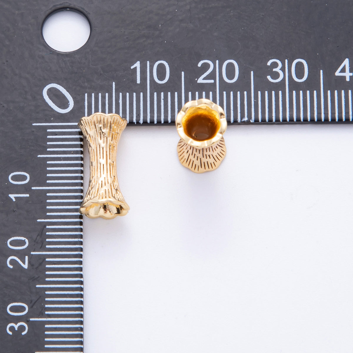 18K Gold Filled 7mm Lined Textured Curved Tube Bead Spacer | AF1050