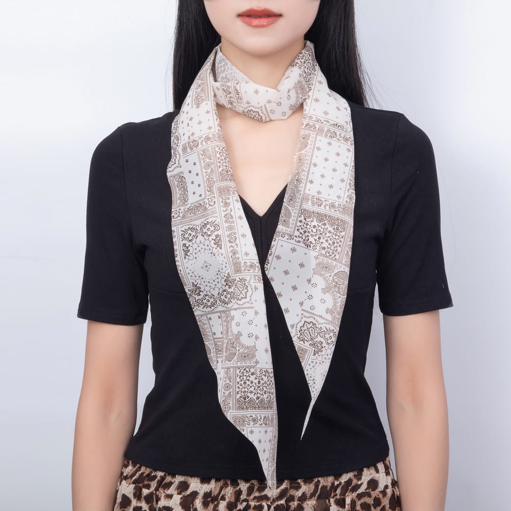 Sheer Organza Silk Tapered Ribbon Scarf Necklace | WA-00578 - WA-00581