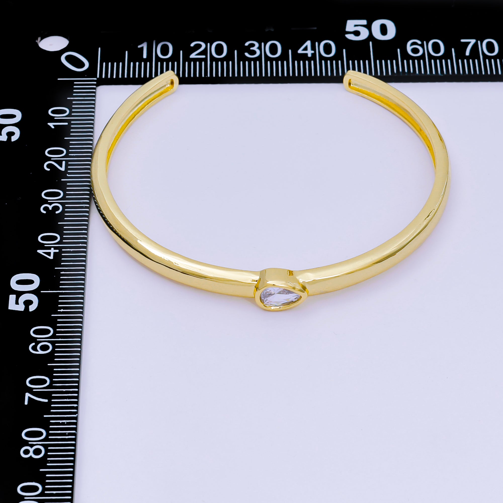 24K Gold Filled Pear CZ Minimalist Round Bracelet in Gold & Silver | WA-3095 - WA-3096