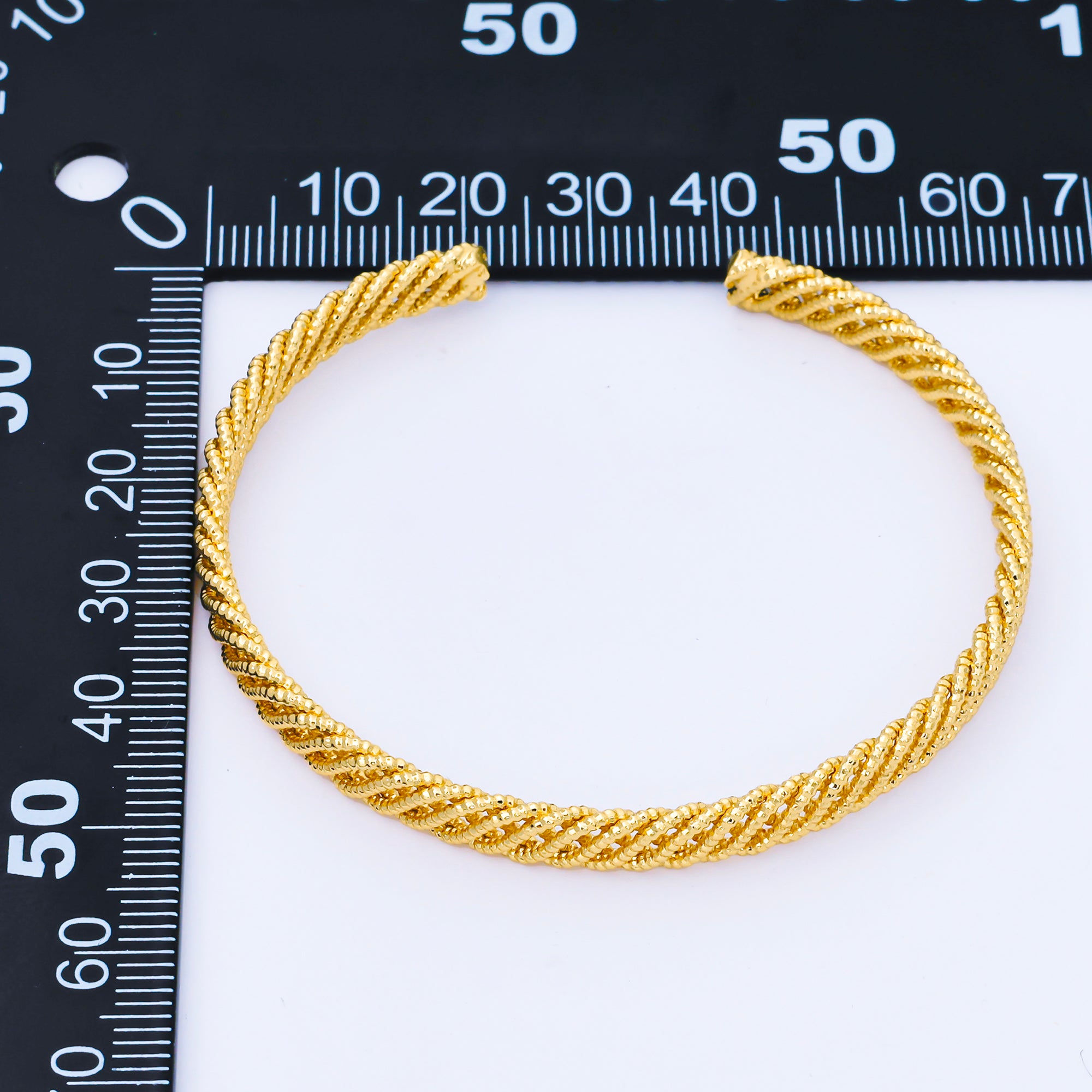 24K Gold Filled Minimalist Twisted Woven Cuff Bangle Bracelet | WA-1686