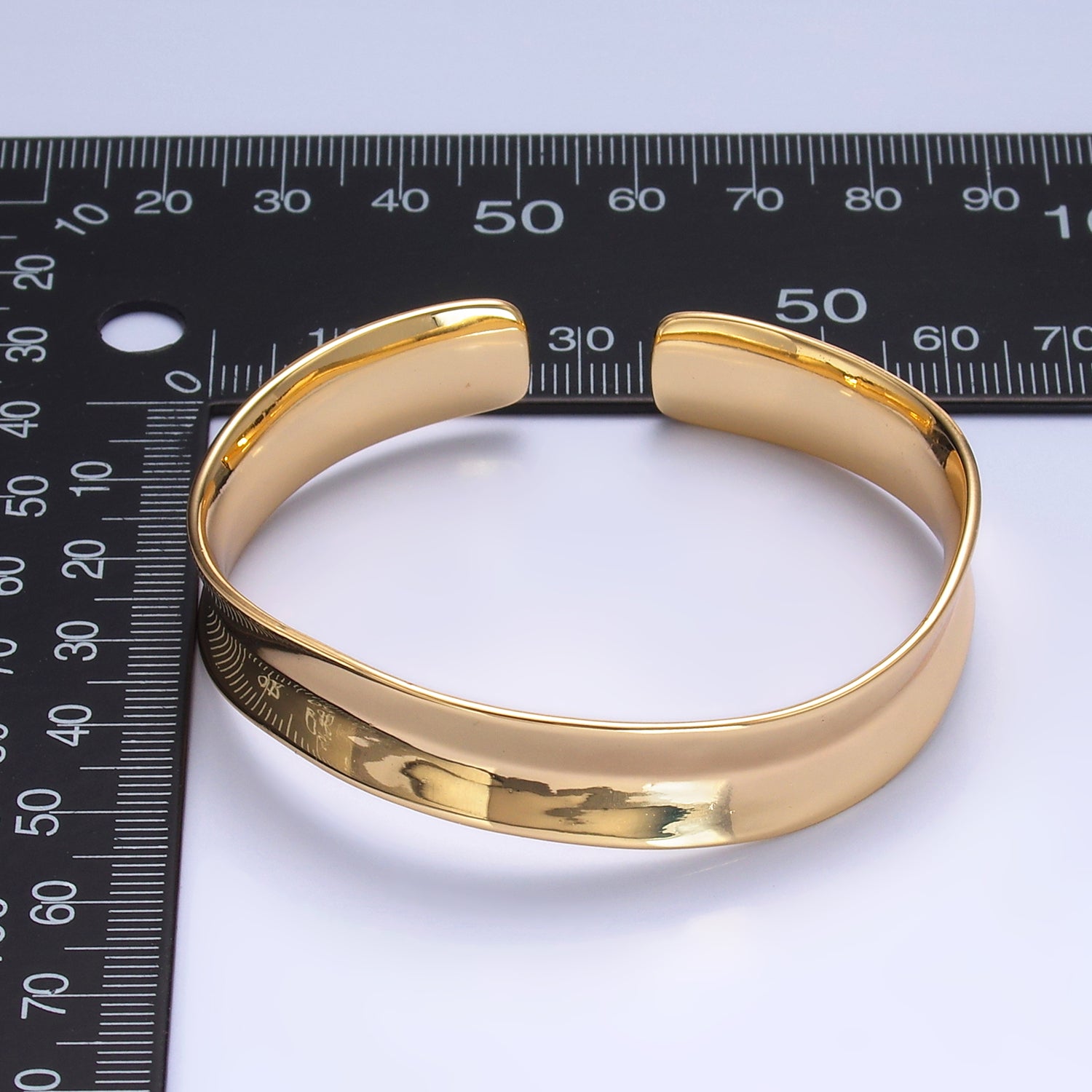 24K Gold Filled Hammered Geometric Cuff Bracelet | WA-2726