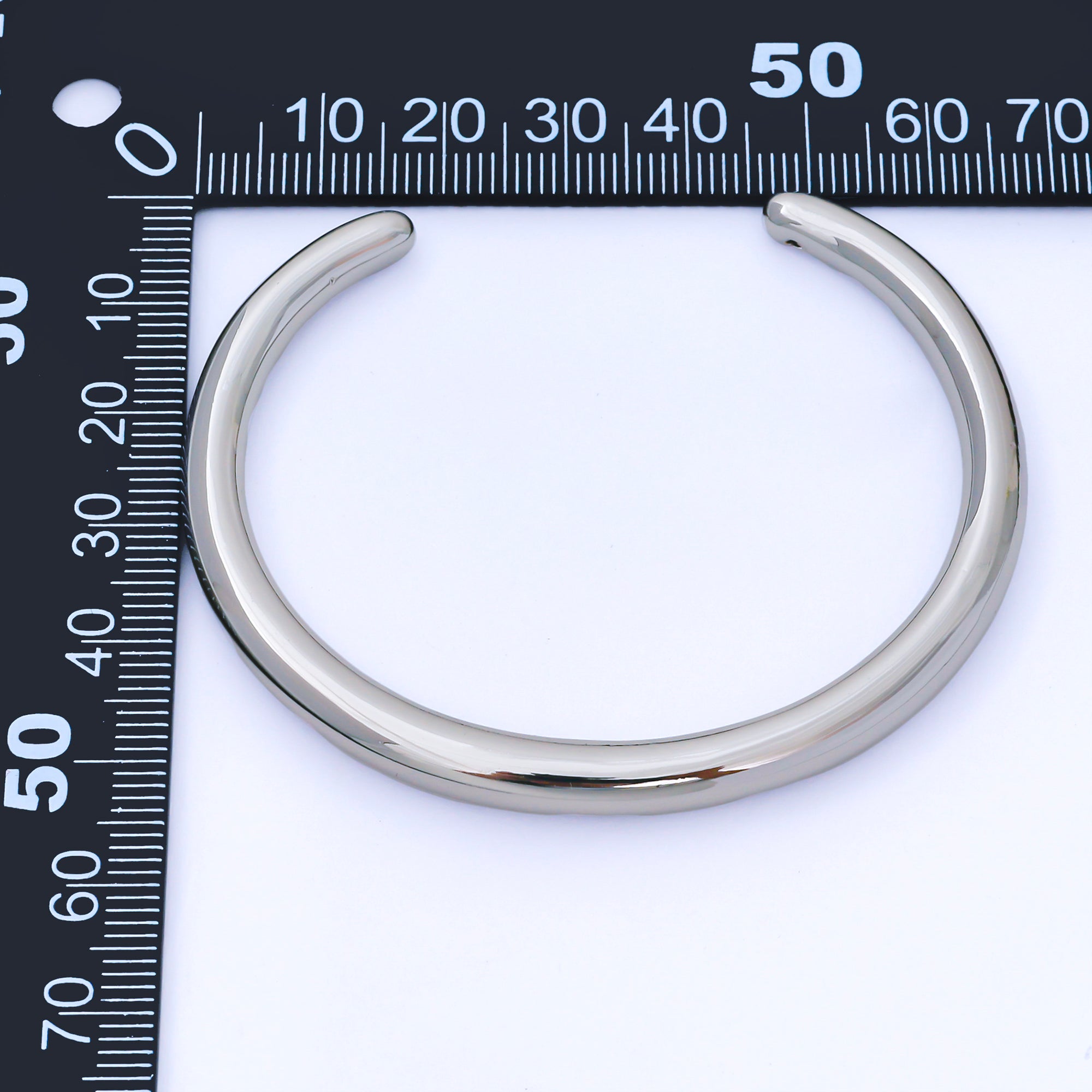 Silver Simple Polished Classic Tube Cuff Bangle Bracelet | WA-1692