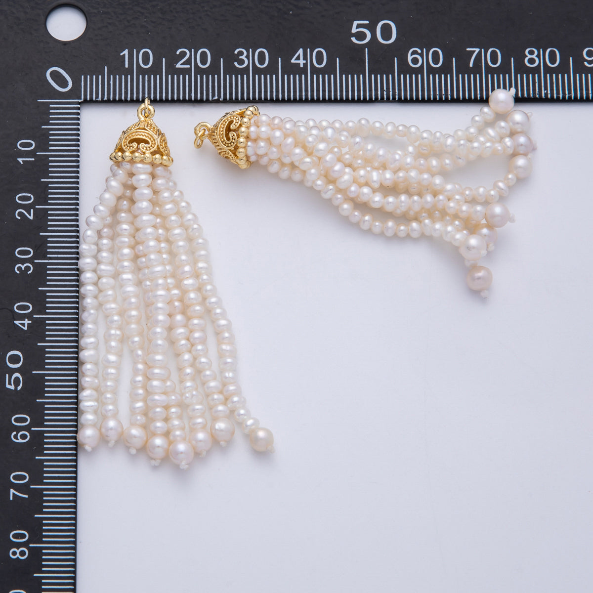 18K Gold Filled 65mm White Button Freshwater Pearl Multiple Strand Charm | Charms-00048