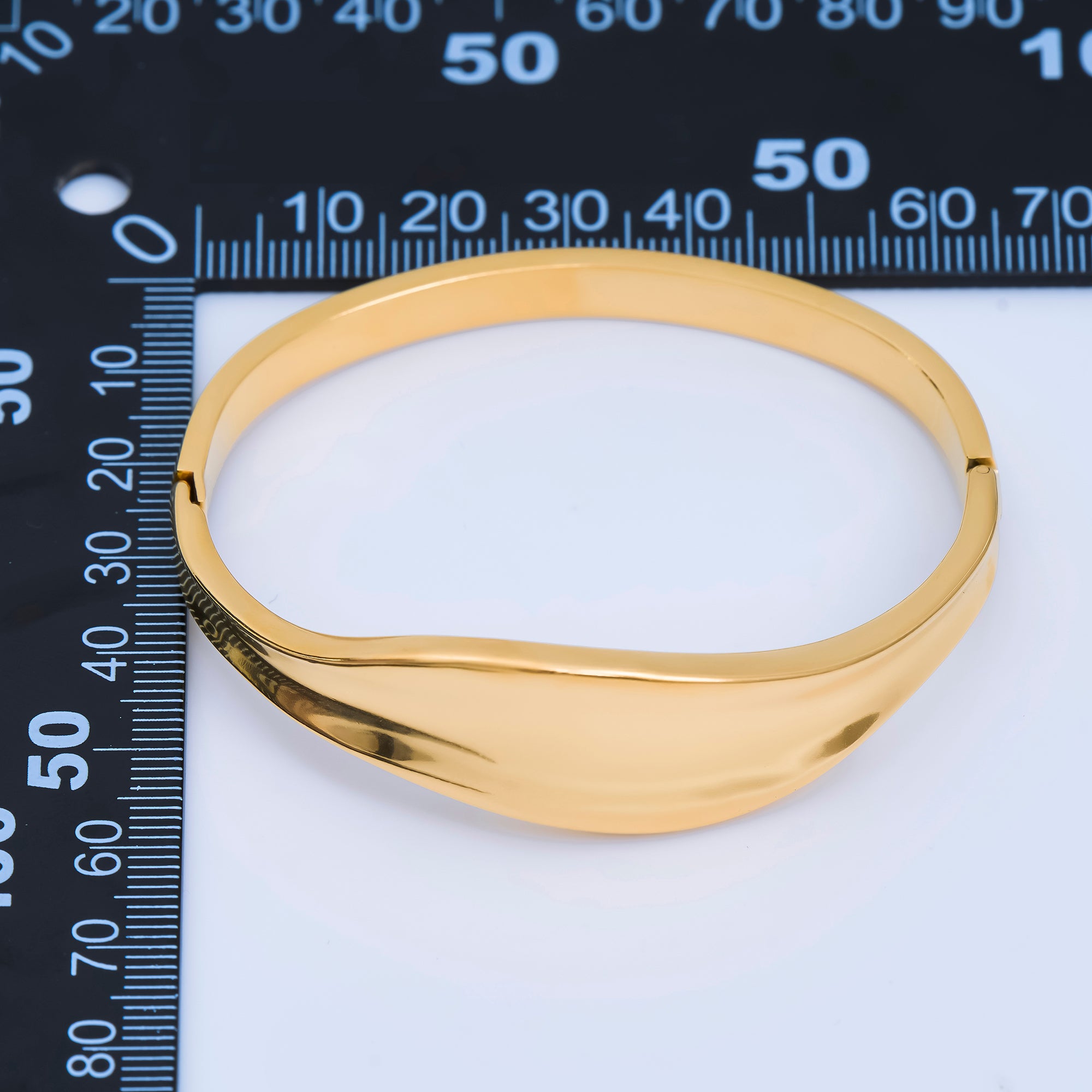 24K Gold Filled Hammered Droplet Bangle Cuff Bracelet | WA-3325