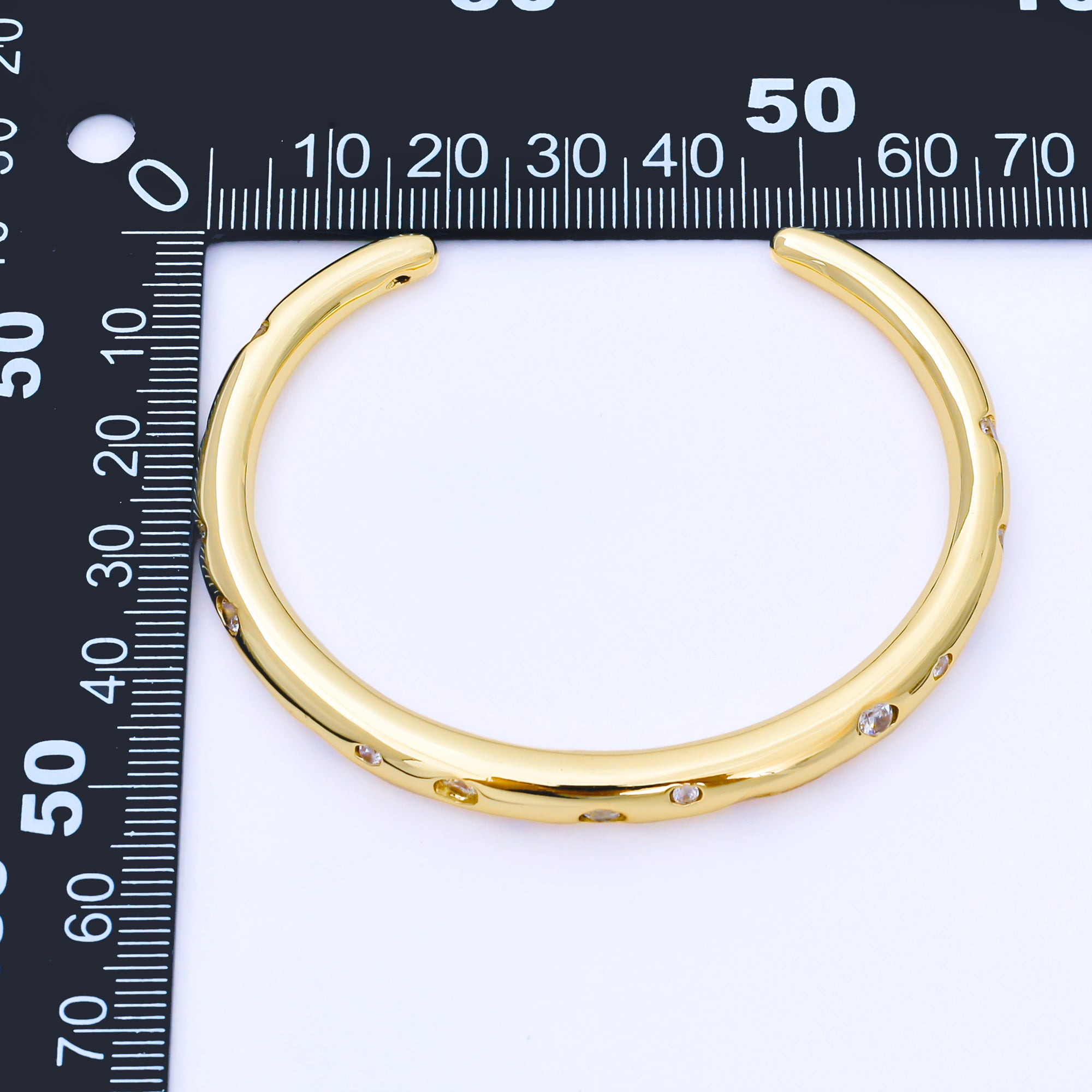 24K Gold Filled Clear CZ Dotted Cuff Bracelet | WA-1691