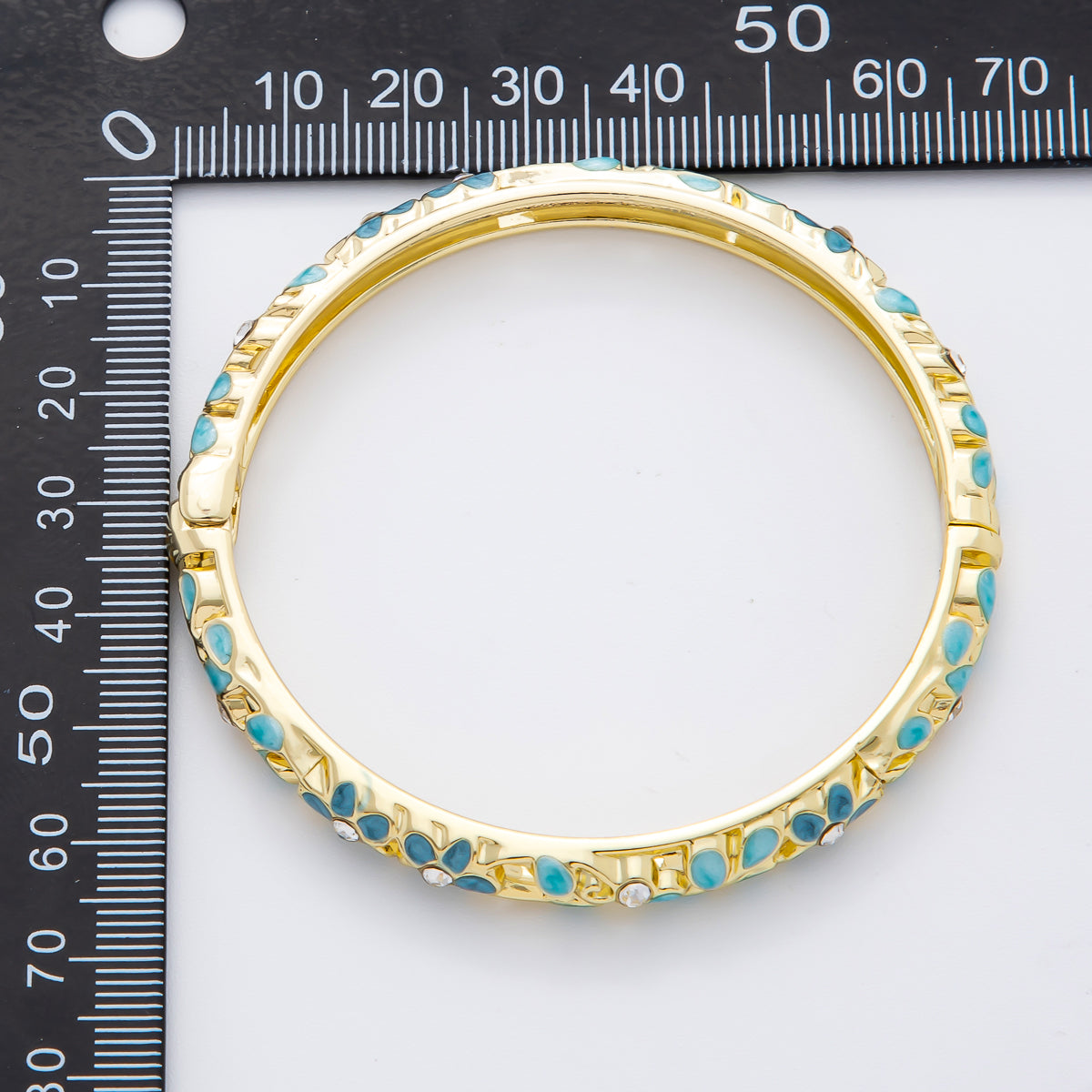 14K Gold Filled Round CZ Enamel Floral Themed Open Round Bangle Bracelet in Pink, Orange, & Blue | WA-292 WA-300 WA-323 WA-370