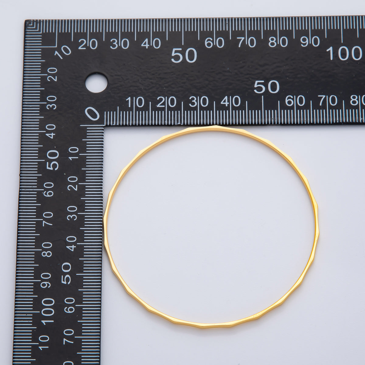 18K Gold Filled 2mm Thin Geometric Wavy Bangle Bracelet | WA-1459