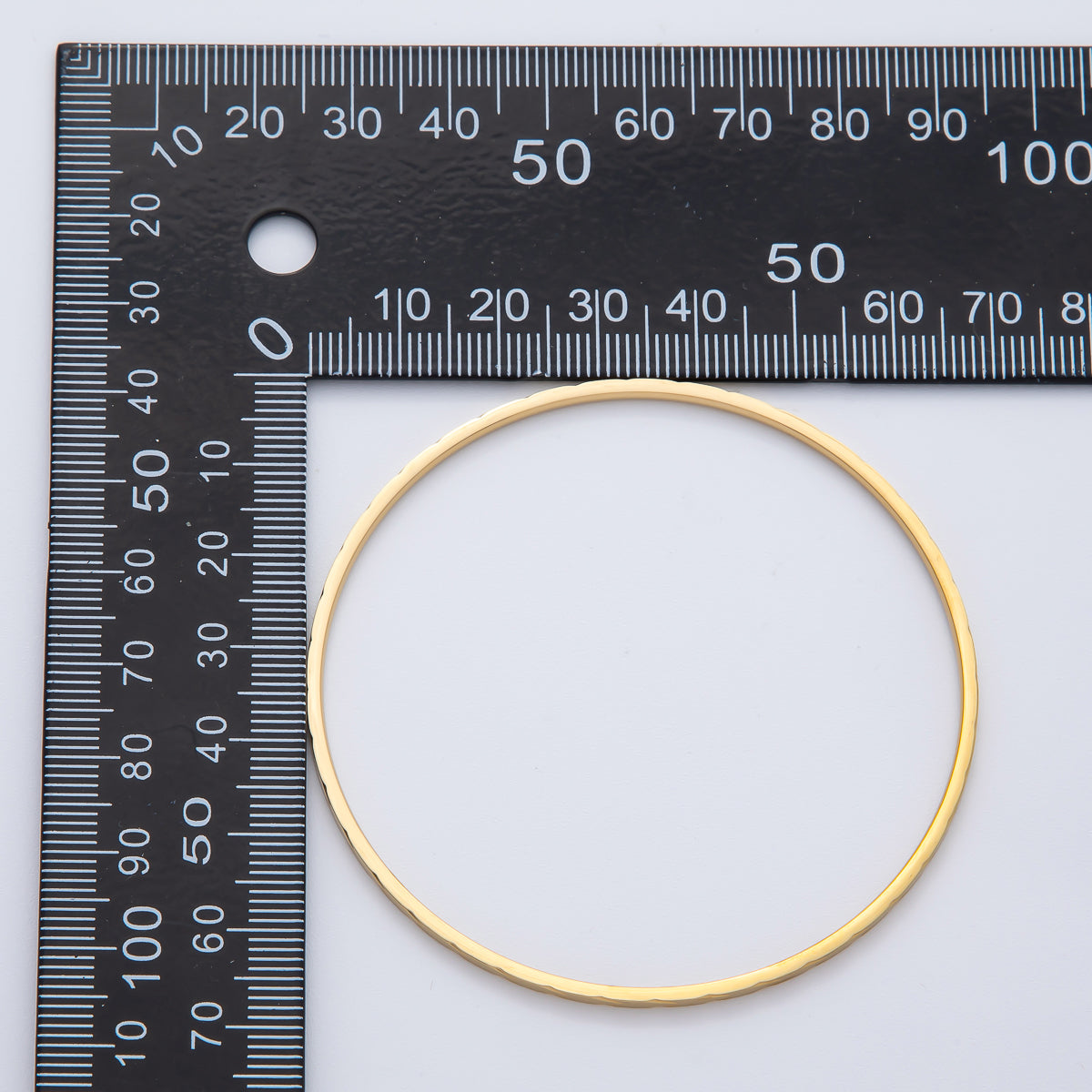 18K Gold Filled 2mm Thin Double Edged Imprint Bangle Bracelet | WA-1496