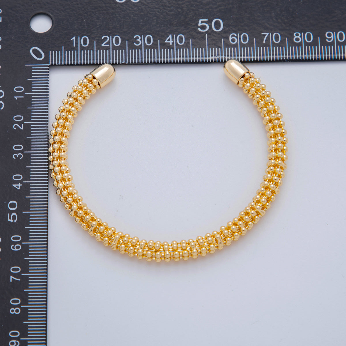 18K Gold Filled Beaded Bubble Band Cuff Bracelet | WA-03293