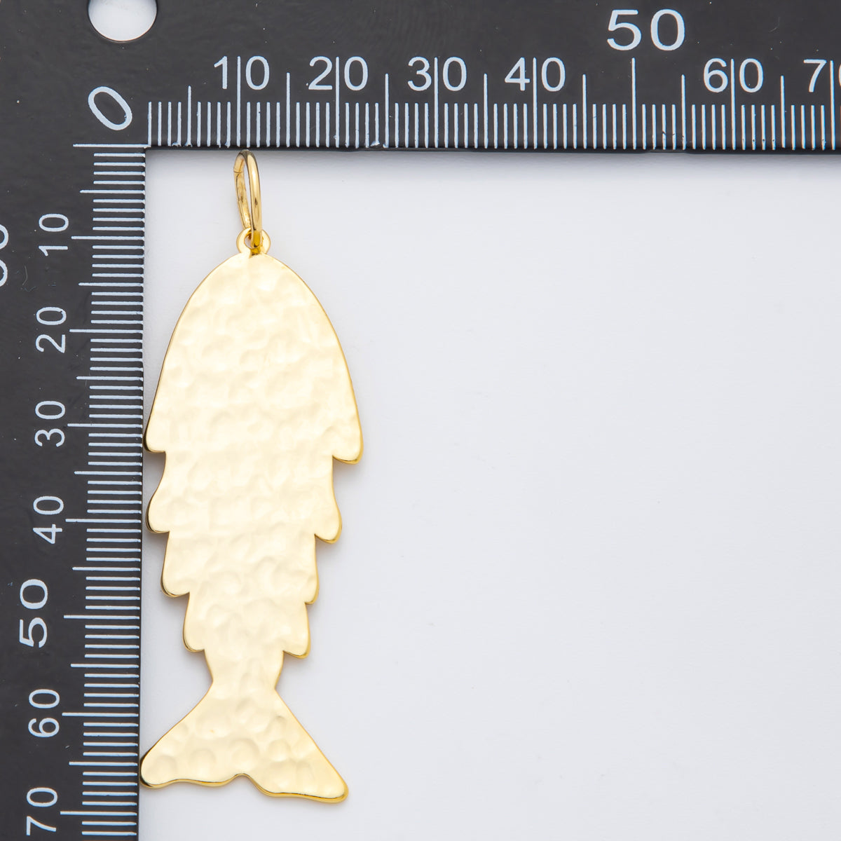 18K Gold Filled 67.5mm Minimalist Textured Sardine Fish Charm | AF1311