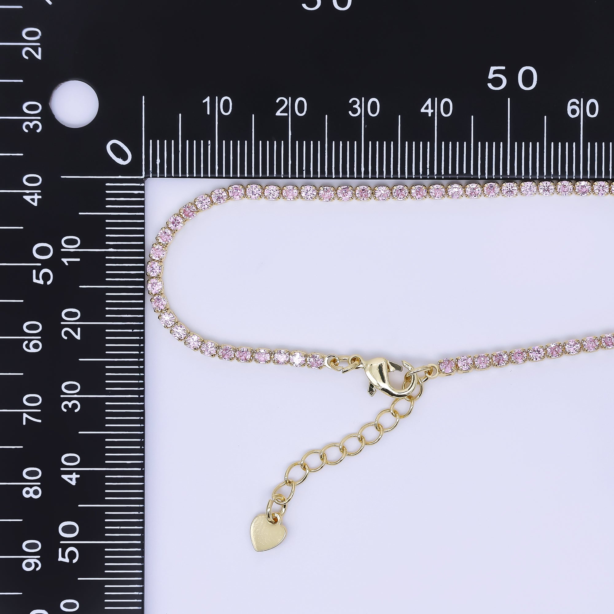 24K Gold Filled 2mm Green, Pink, Blue Clear Classic Tennis Chain 7 Inch Bracelet | WA-1600