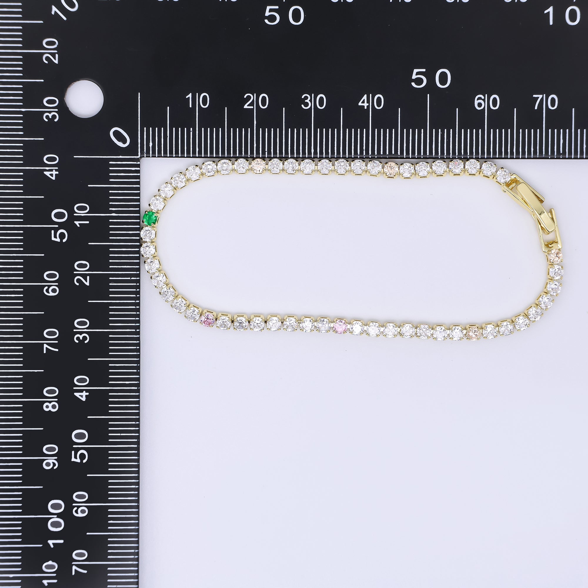24K Gold Filled 2.5mm Clear, Green, Pink Round CZ 7 Inches Tennis Bracelet | WA-3822