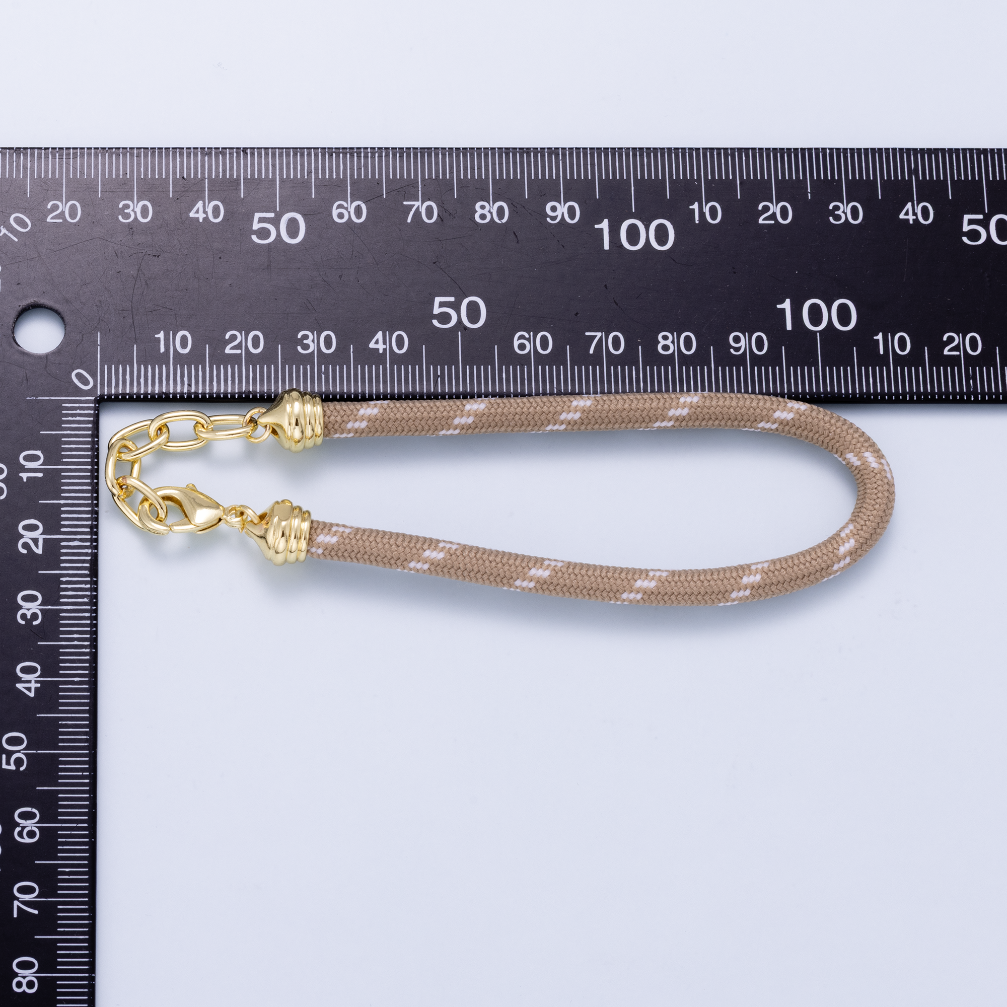 SUMMER 24K Gold Filled 5mm Brown Cotton Cord Paracord Chain 7 Inch Bracelet | WA-01069