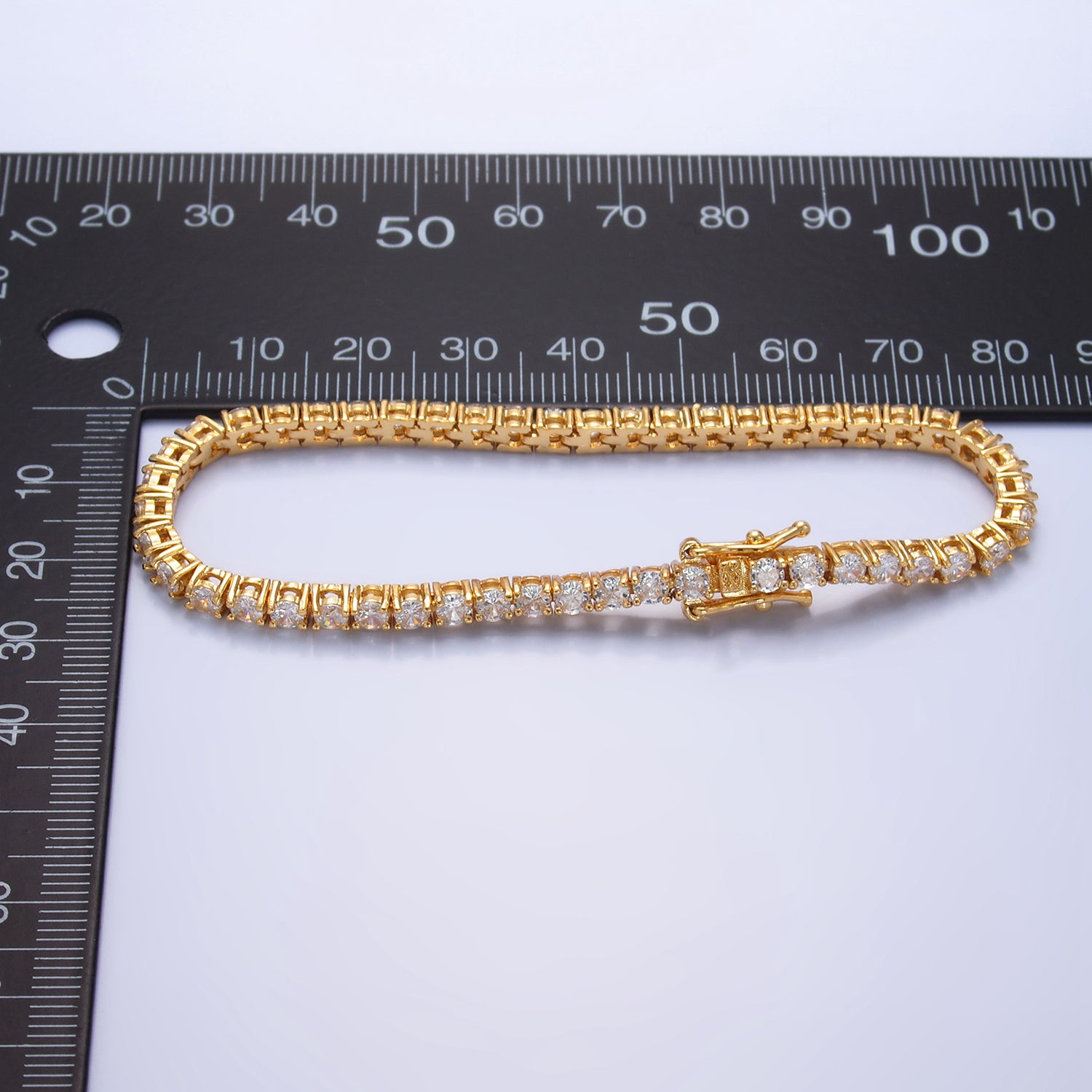 24K Gold Filled 3.3mm CZ Tennis Chain 7.5 Inch Bracelet | WA-2660