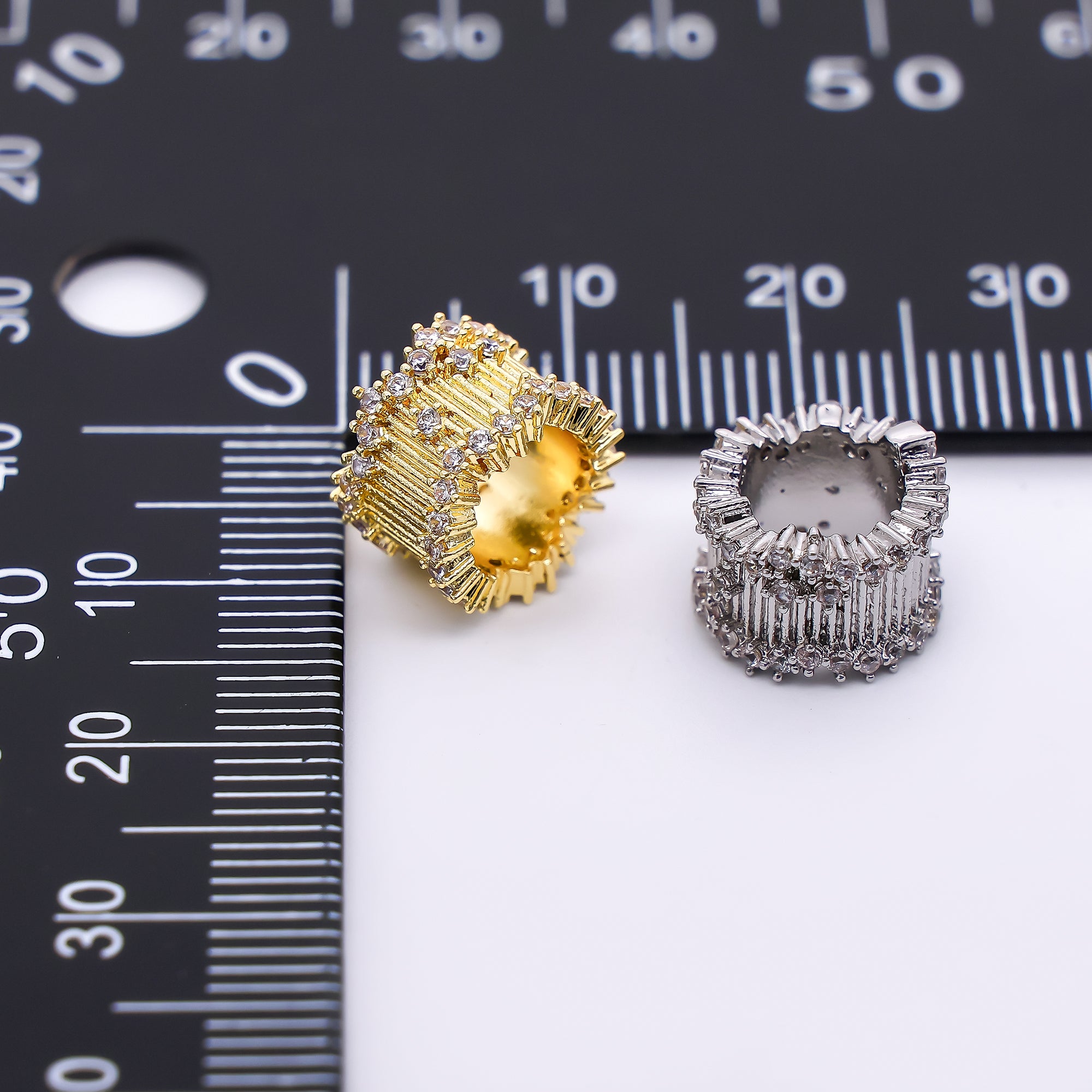 10pcs 24K Gold Filled 8mm Micro Paved CZ Stellar Barrel Bead Spacer in Gold & Silver | B480