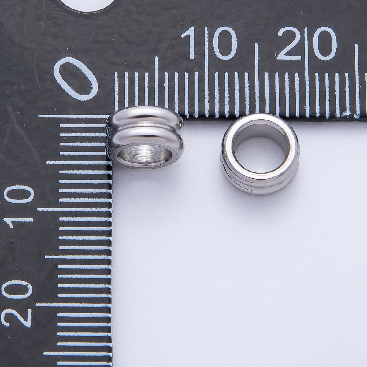 18K Gold Filled Alloy 8mm Double Band Tiny Spacer Bead in Gold & Silver | B126