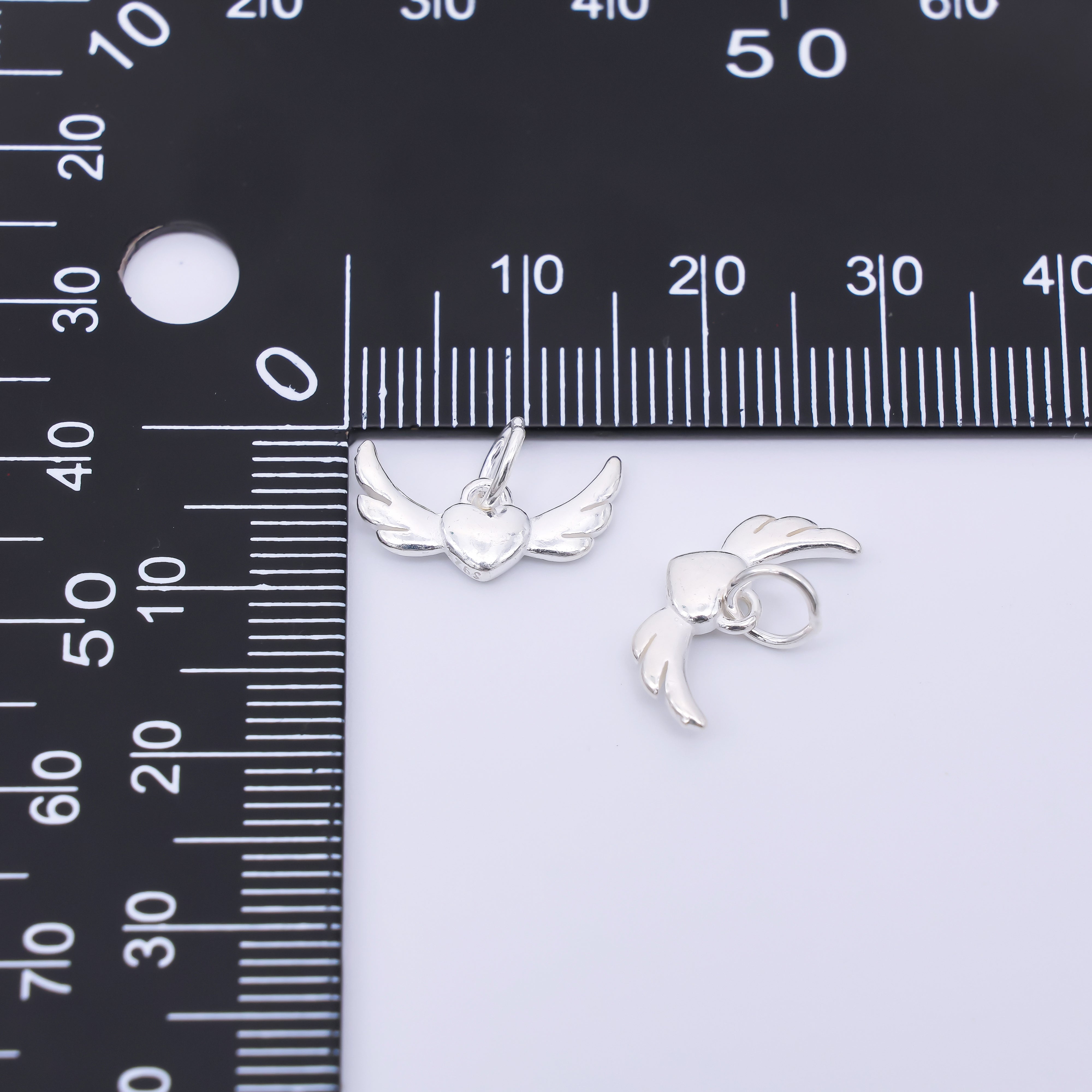 S925 Sterling Silver 8mm Winged Heart Charm | SL689