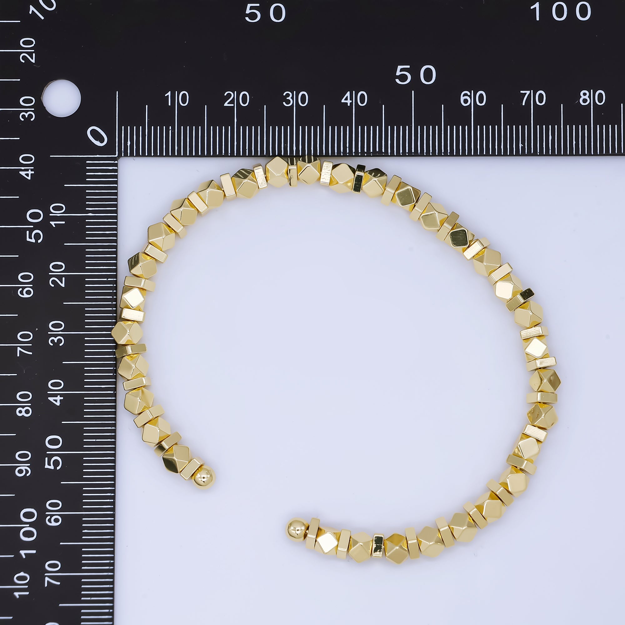 24K Gold Filled Rock Candy Maxi Bangle Cuff Bracelet | WA-3323