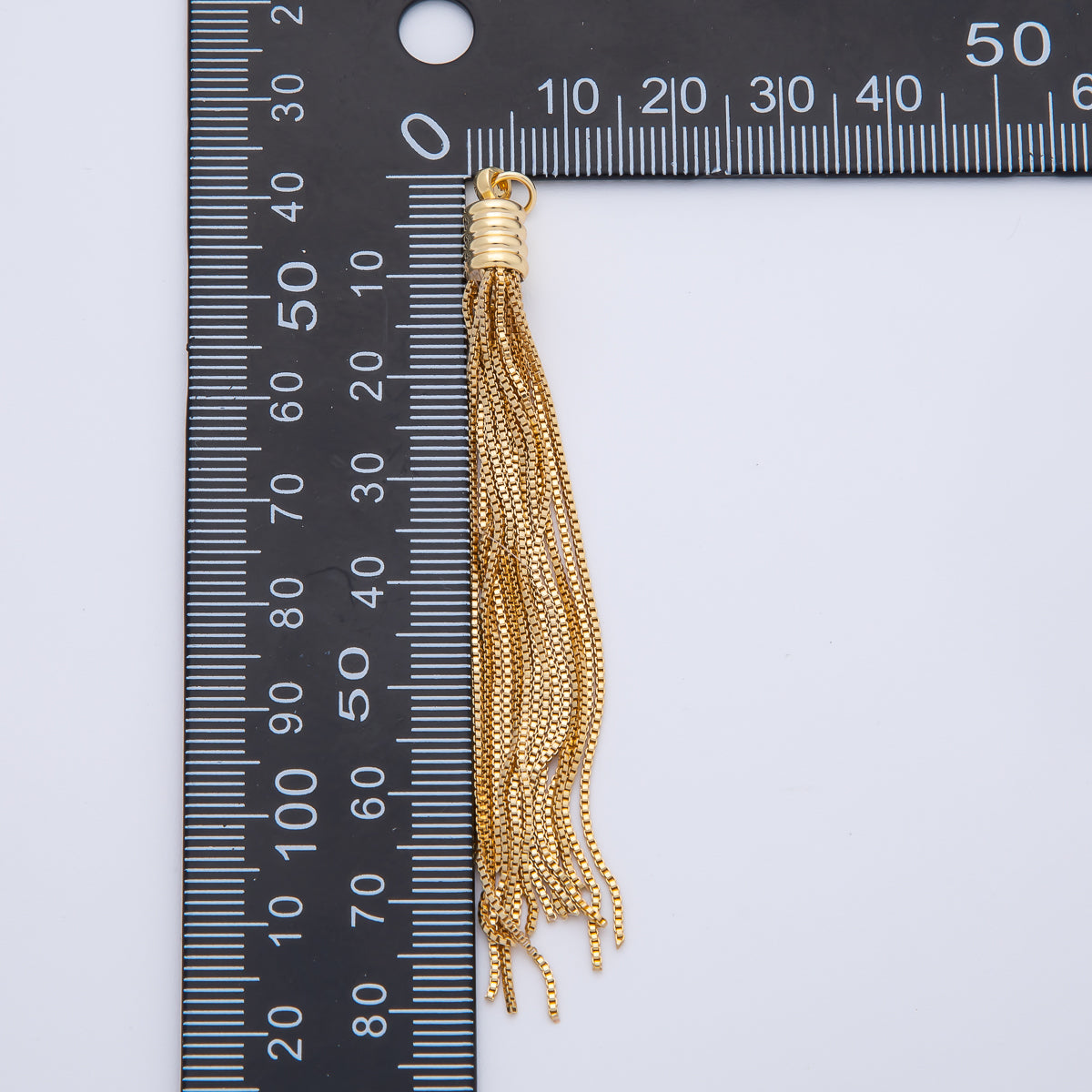 18K Gold Filled 76mm Twisted Cone Cap Tassel Curb Chain Drop Charm | AF1402