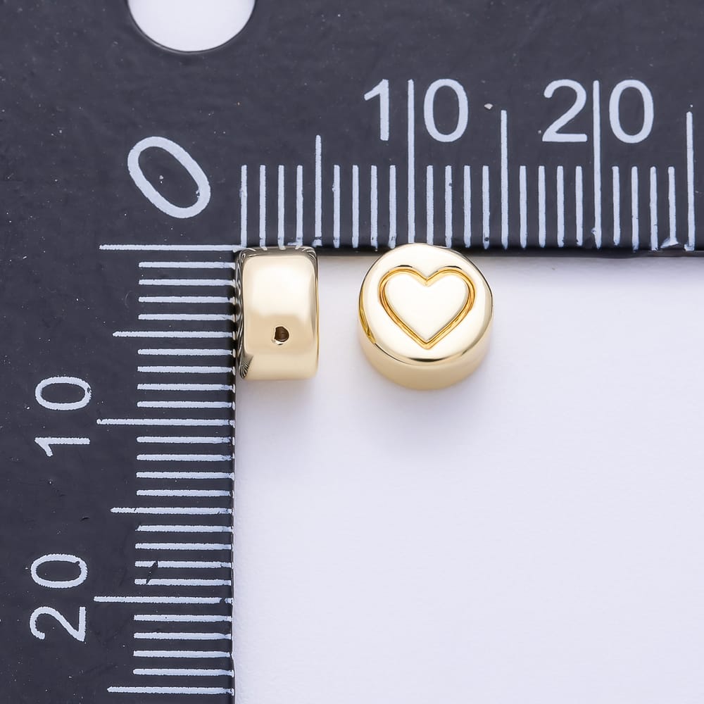 16K Gold Filled 7mm Minimalist Engraved Heart Round Bead in Gold & Silver | Beads-00639 Beads-00640
