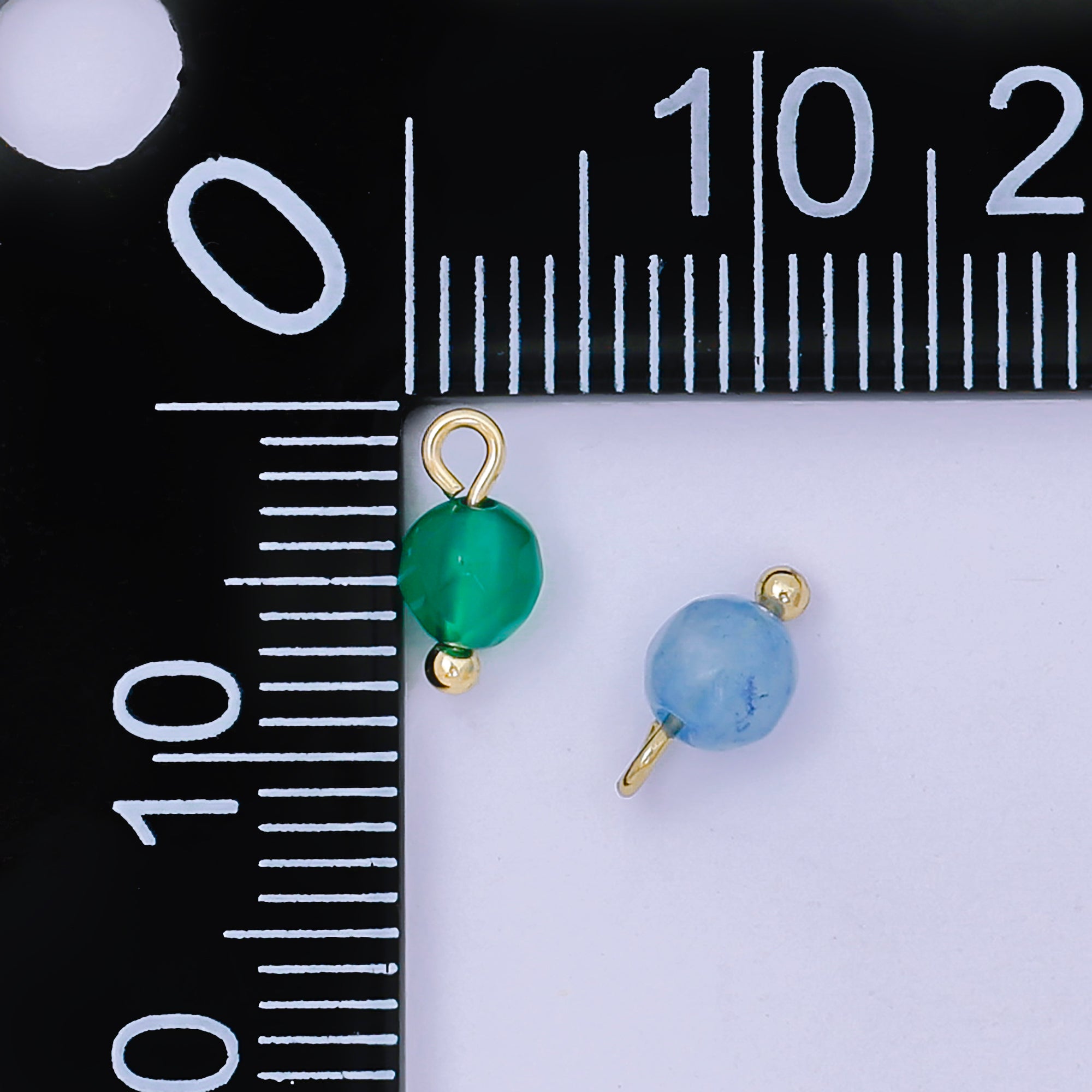 24K Gold Filled 8mm Acrylic Art Simple Round Charm in Blue & Green | AH-655