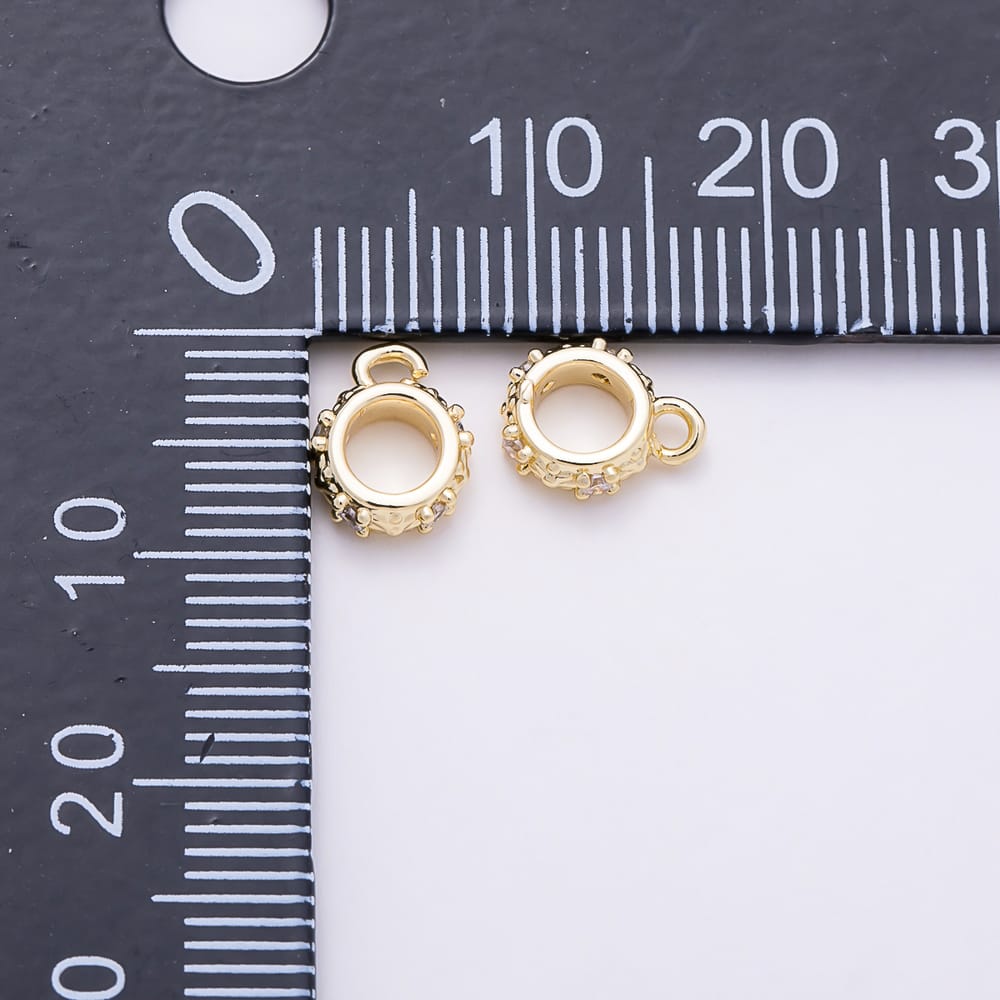 16K Gold Filled 8.5mm Clear CZ Flower Drop Rondelle Bail Findings in Gold & Silver | Findings-00650 Findings-00651