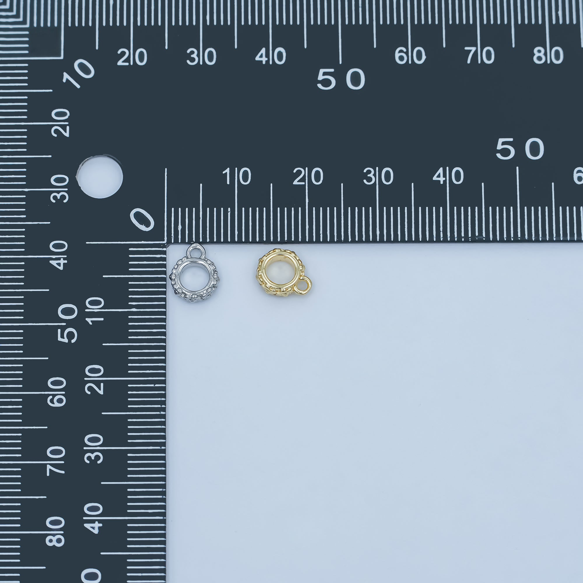 24K Gold Filled Geometric Dotted Wide Round Bail Finding in Gold & Silver | Z1103