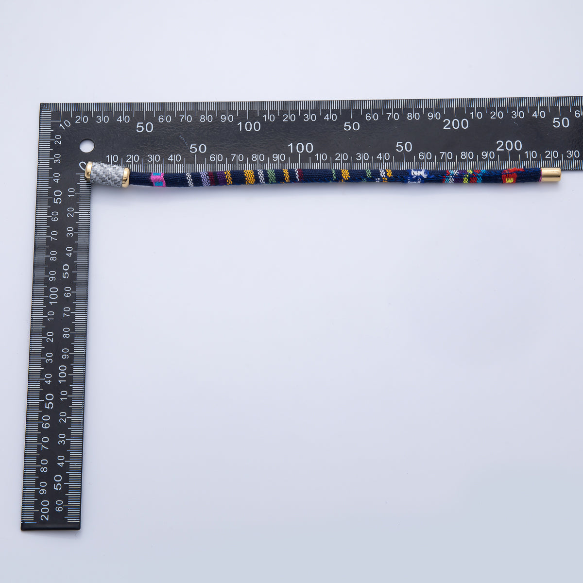 10mm Blue Multicolor Embroidered Fabric Cord 8.86 Inch Bracelet | WA-3961