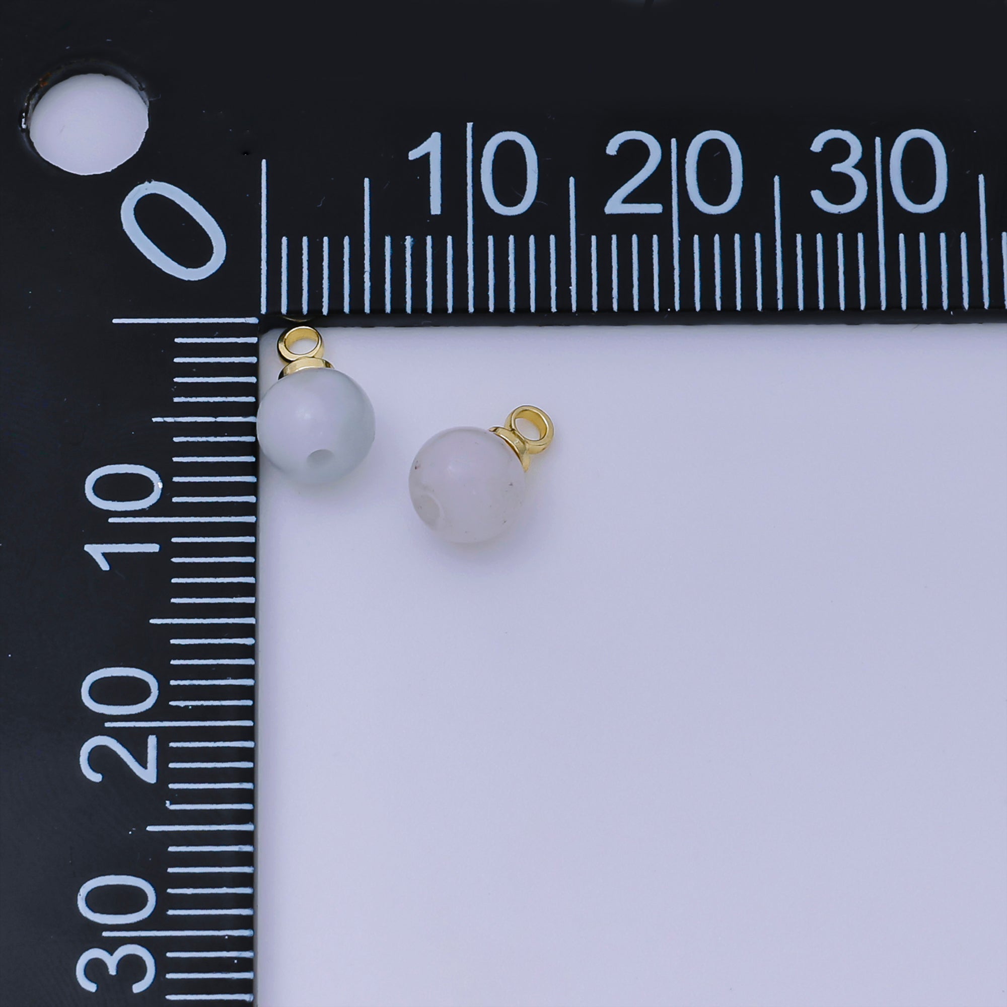 24K Gold Filled 8mm Colorful Gemstone Balls Drop Charm | AJ-487 - AJ-489