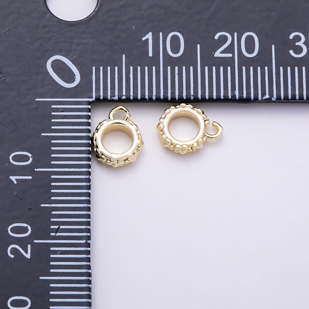 16K Gold Filled 9mm Flower Minimalist Drop Rondelle Bail Findings in Gold & Silver | Findings-00652 Findings-00653