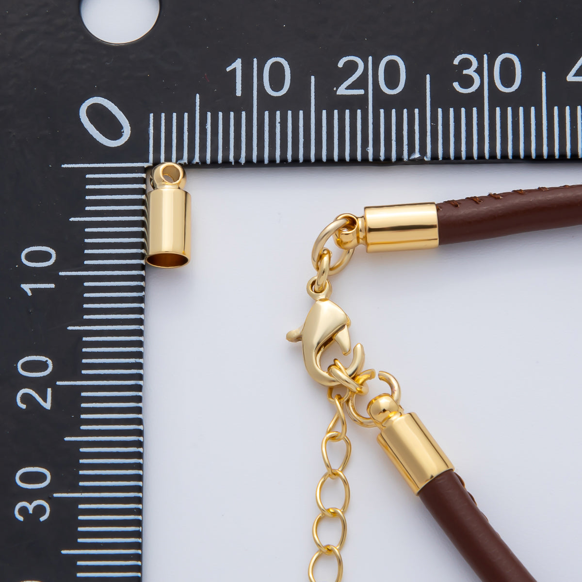 18K Gold Filled 3mm Thin Barrel Tube End Cap Loop Finding by 6 Pieces / Set | Z1440