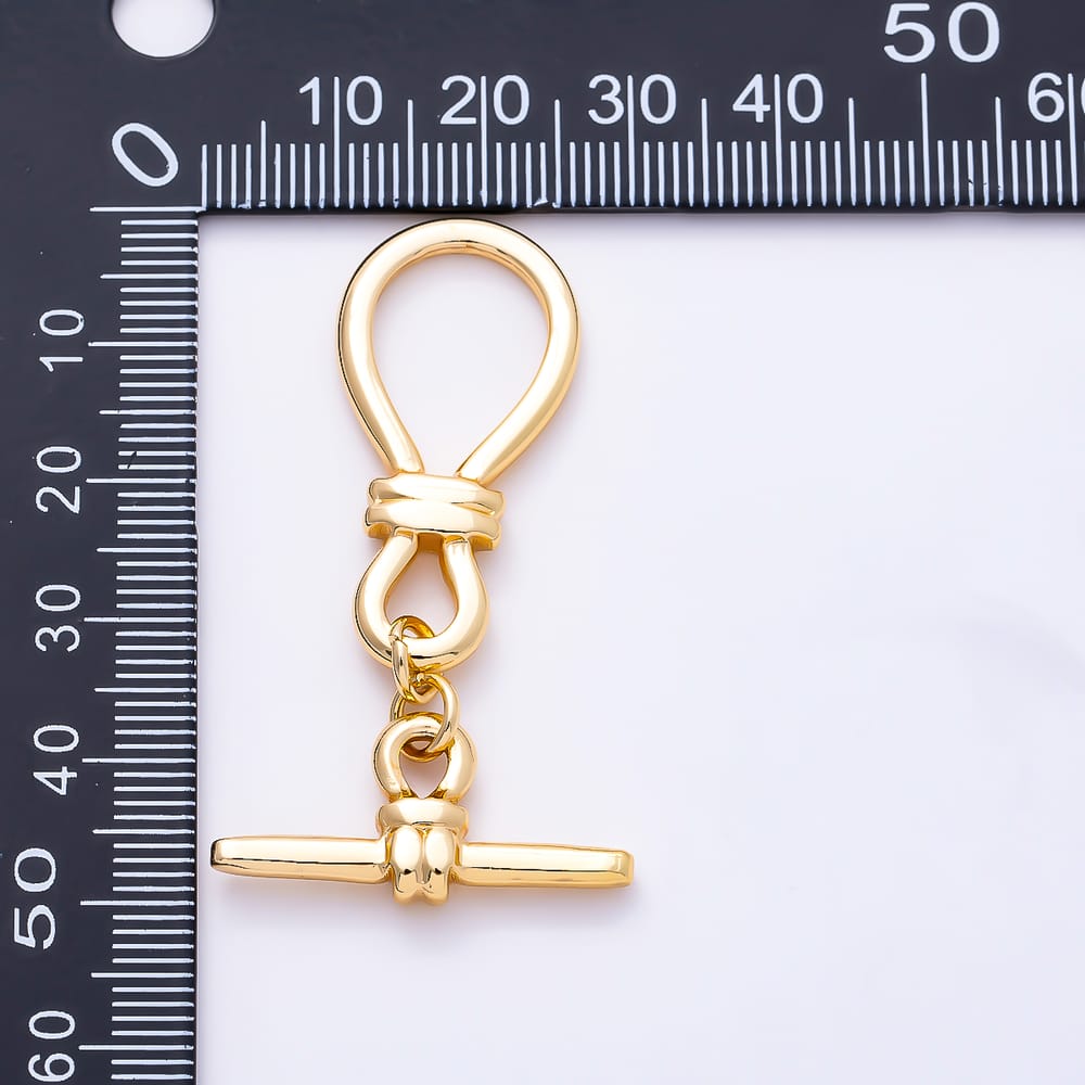 16K Gold Filled 33mm Nautical Knot & Shackle OT Toggle Clasp Set | Findings-00587 - Findings-00588
