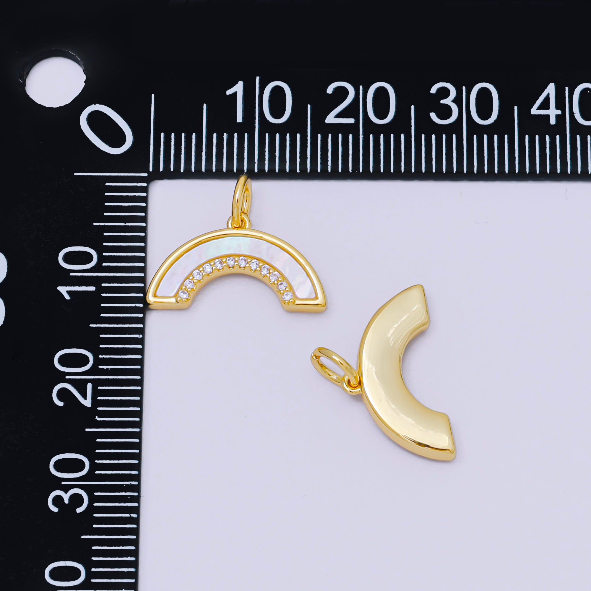 24K Gold Filled 9mm Micro Paved CZ Rainbow Shell Charm | AC1587