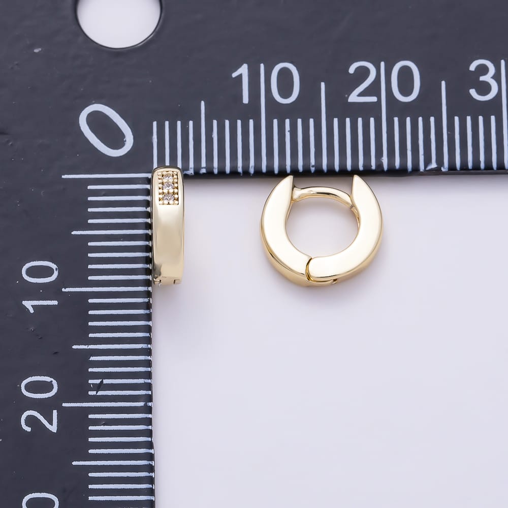 16K Gold Filled 10mm Micro Paved CZ Lined Cartilage Huggie Earrings | Earrings-01105